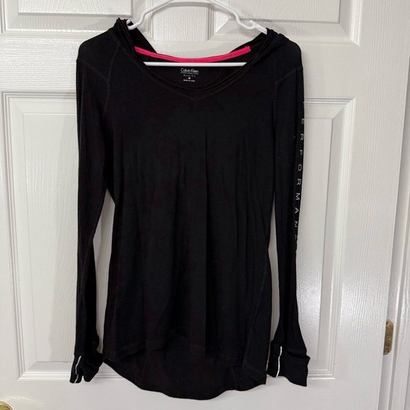 Calvin Klein Performance Black Long Sleeve Hoodie Quick Dry Shirt Sz M - Picture 1 of 5